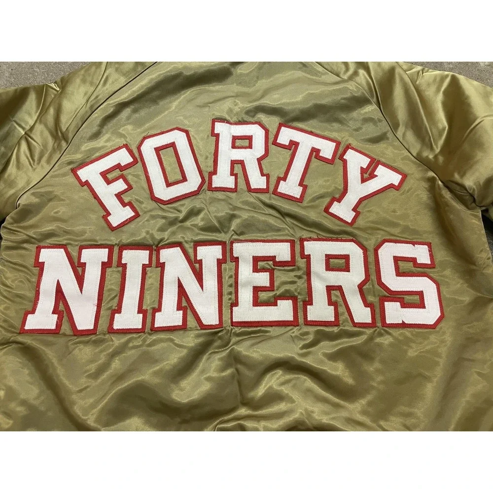 Vintage San Francisco 49ers Jacket Mens Medium Gold NFL Football Chalk Line‎